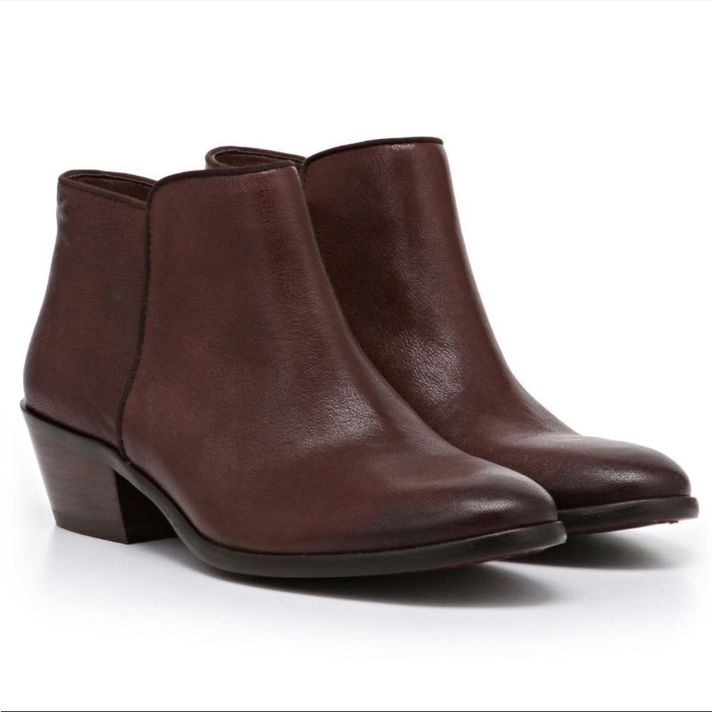 Sam Edelman Petty Chelsea Ankle Boot Dark Brown Leather Women's Size 7.5